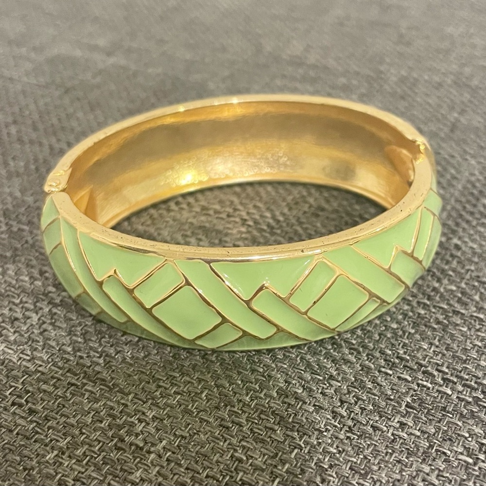 Mint green hinged bangle bracelet